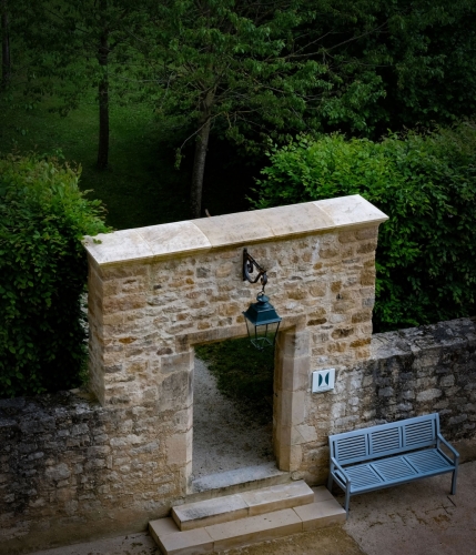 24. Entrance into the gardens during a rain storm at Chateau de Bournazel.16x20. $250 framed. $200 unframed.