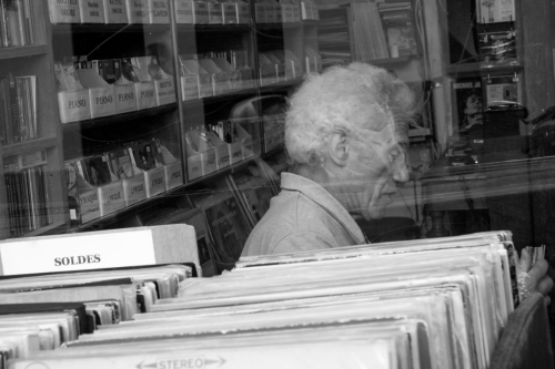 11. Paris record store.11x14. $100 framed. $75 unframed.